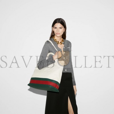 GUCCI CANVAS TOTE BAG WITH EMBOSSED DETAIL 782741 