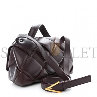 BOTTEGA VENETA NAPPA INTRECCIO PADDED TOP HANDLE SHOULDER BAG GRAPE 