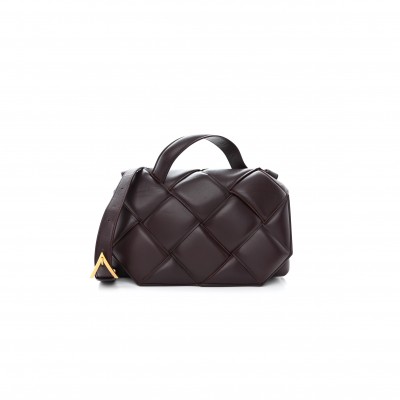 BOTTEGA VENETA NAPPA INTRECCIO PADDED TOP HANDLE SHOULDER BAG GRAPE 