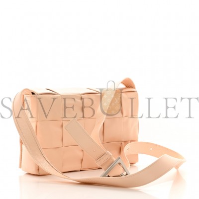 BOTTEGA VENETA PAPER CALFSKIN MAXI INTRECCO CASSETTE CROSSBODY BAG MELON WASH