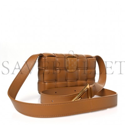 BOTTEGA VENETA NAPPA MAXI INTRECCIO PADDED CASSETTE CROSSBODY BAG CARAMEL 