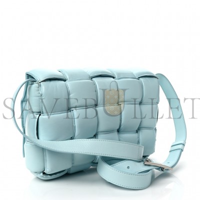BOTTEGA VENETA PAPER CALFSKIN MAXI INTRECCIO PADDED CASSETTE CROSSBODY BAG ICE 