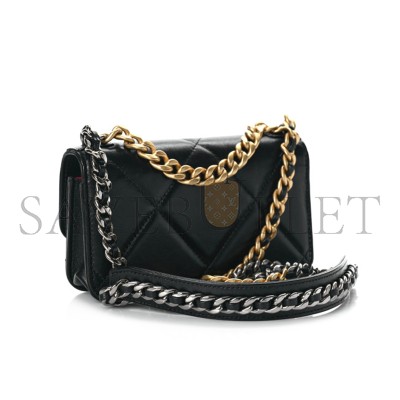 CHANEL LAMBSKIN QUILTED 19 FLAP PHONE HOLDER WITH CHAIN AP3067 B04852 94305