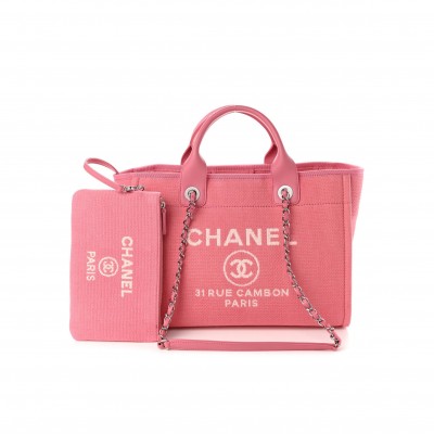CHANEL MIXED FIBERS SMALL DEAUVILLE TOTE PINK