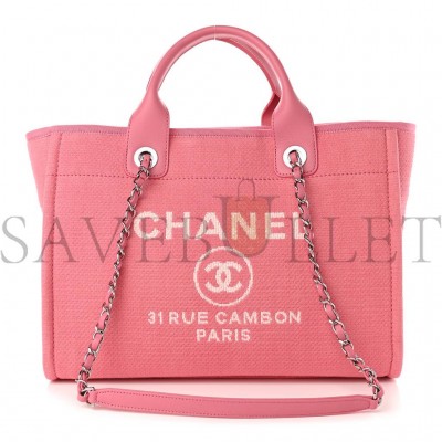 CHANEL MIXED FIBERS SMALL DEAUVILLE TOTE PINK