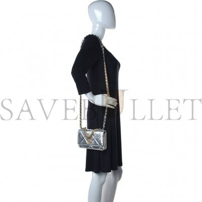 CHANEL METALLIC LAMBSKIN QUILTED CHANEL 19 WALLET ON CHAIN WOC SILVER