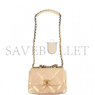 CHANEL MEDIUM 19 FLAP BAG ROSE IRIDESCENT CALFSKIN MIXED HARDWARE