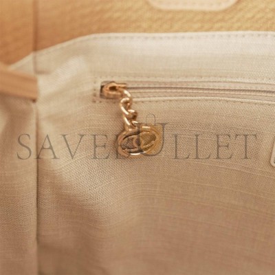 CHANEL SMALL DEAUVILLE SHOPPING BAG BEIGE BOUCLE LIGHT GOLD HARDWARE