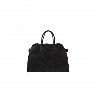 THE ROW SOFT MARGAUX 17 BAG IN SUEDE BLACK W1254L25BLSG