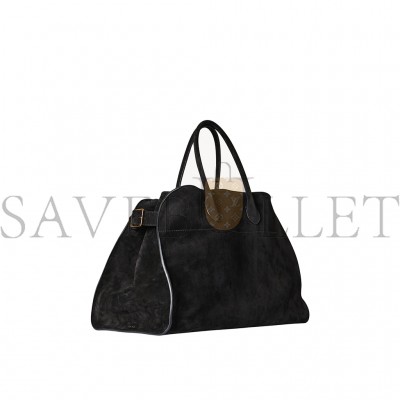 THE ROW SOFT MARGAUX 17 BAG IN SUEDE BLACK W1254L25BLSG