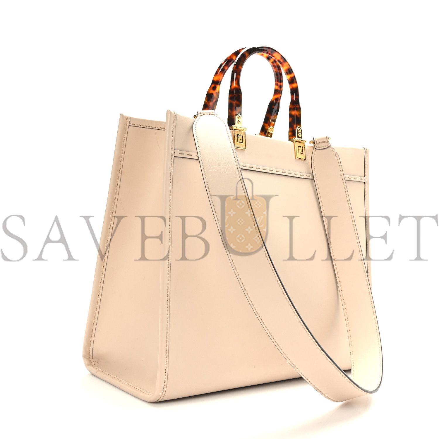 FENDI VITELLO KING PLEXIGLASS MEDIUM FENDI SUNSHINE SHOPPER TOTE LIGHT ROSE