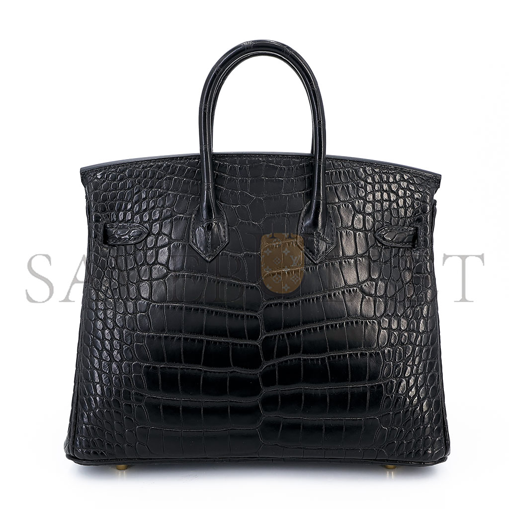HERMES MASTER BIRKIN 25 89 BLACK ALLIGATOR MATTE GOLD BUCKLE BAG 8222496586