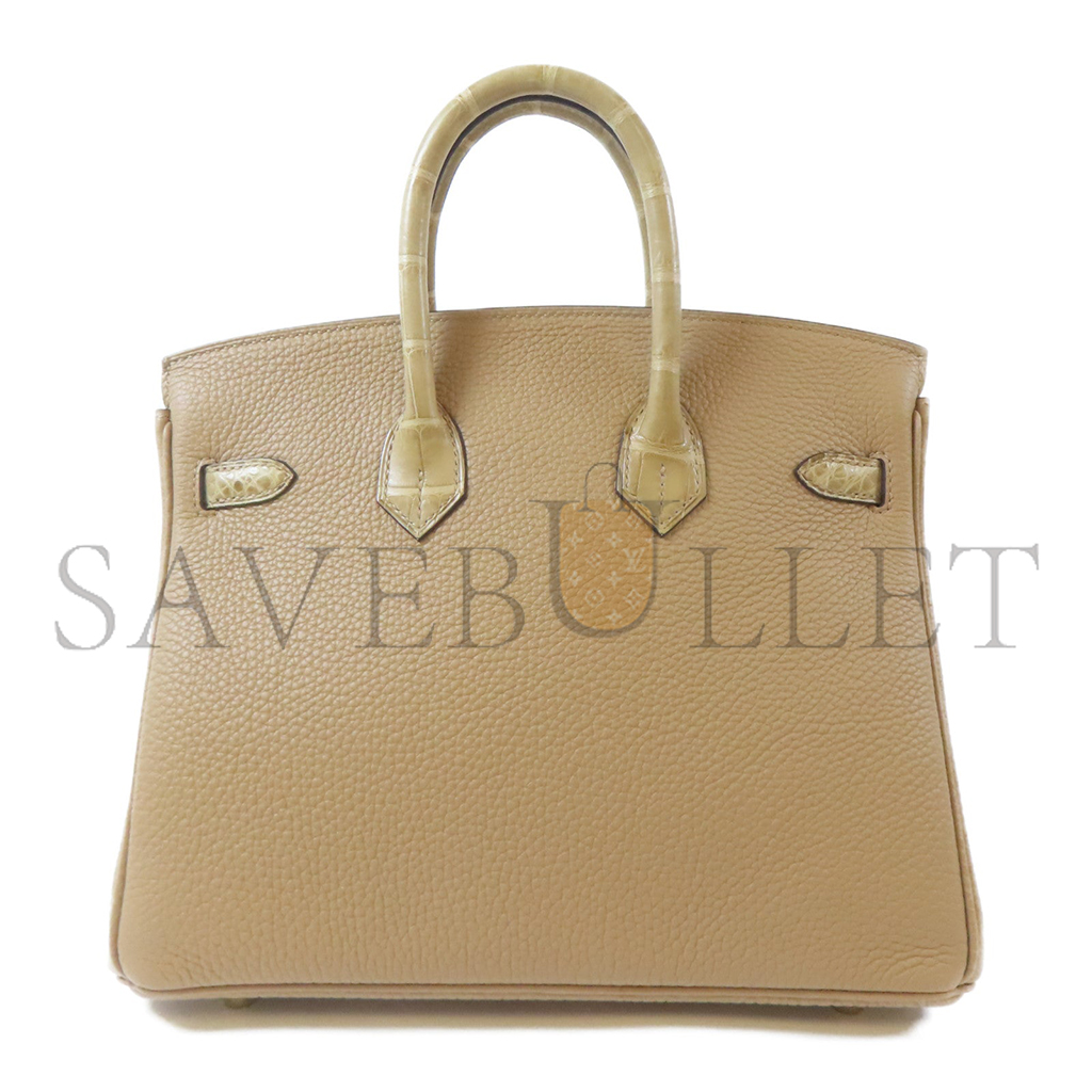 HERMES MASTER BIRKIN 25 CROCODILE LEATHER TOUCH GOLD BUCKLE TOTE BAG 2181100068898