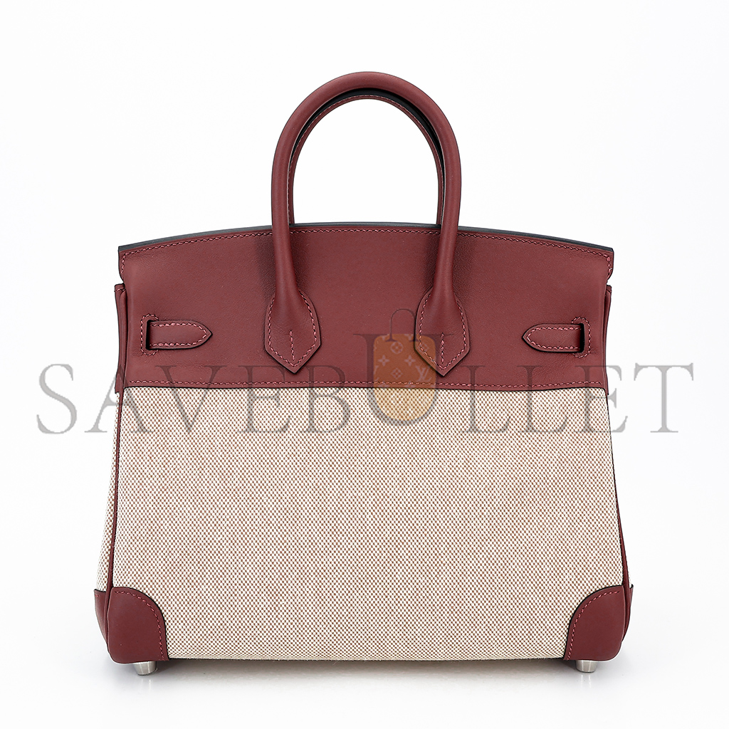 HERMES MASTER BIRKIN 25 LEATHER CANVAS SILVER BUCKLE BAG 6192171144