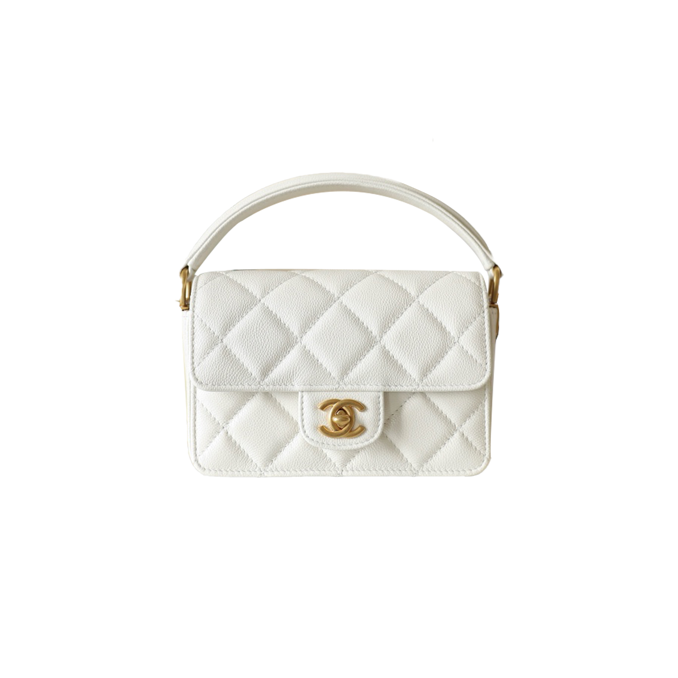 CHANEL HANDLE FLAP BAG WHITE MINI