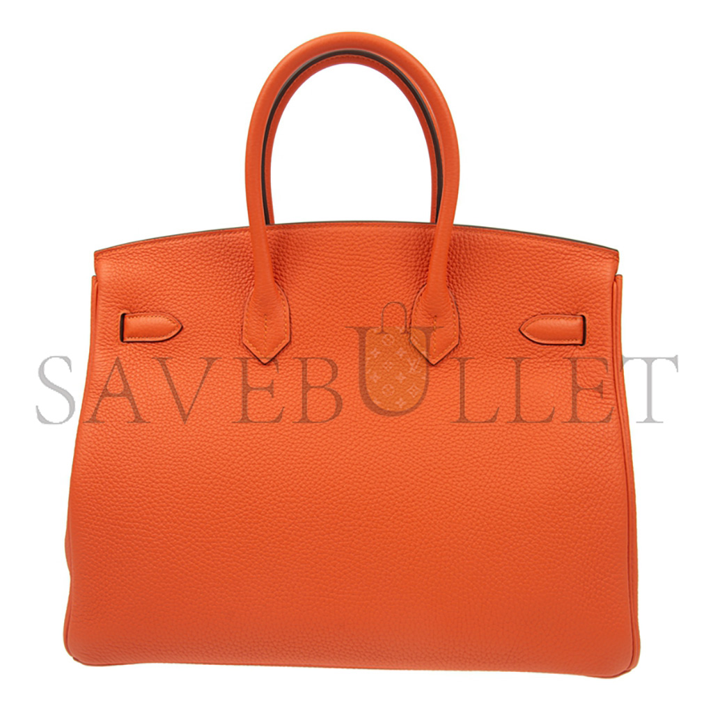 HERMES MASTER BIRKIN 25 TOGO LEATHER ORANGE SILVER BUCKLE BAG 521791