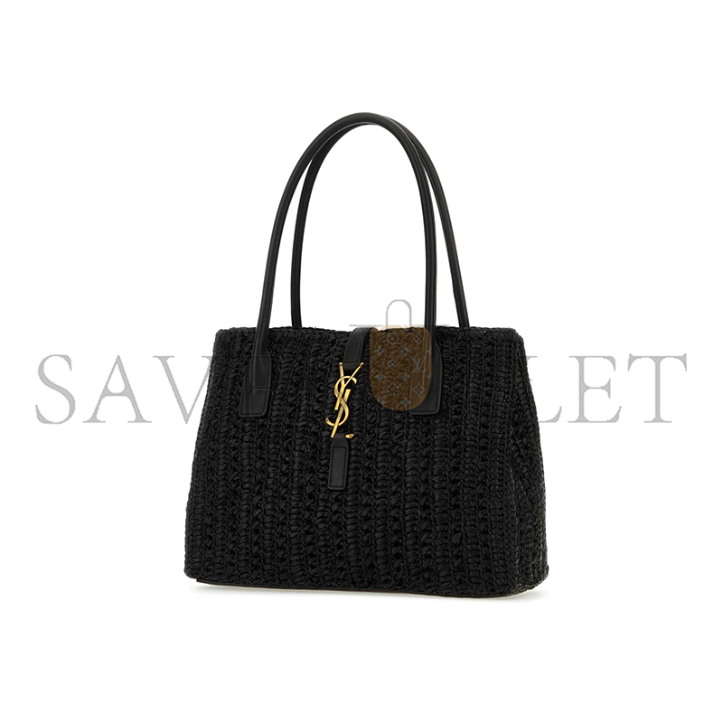 YSL RAFFIA PANIER RECTANGLE TOTE BLACK 741199GAADO