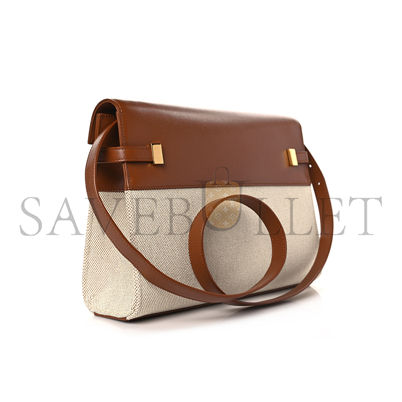 YSL MANHATTAN SHOULDER BAG IN LEATHER AND CANVAS SHOULDER BAG 5792711243079