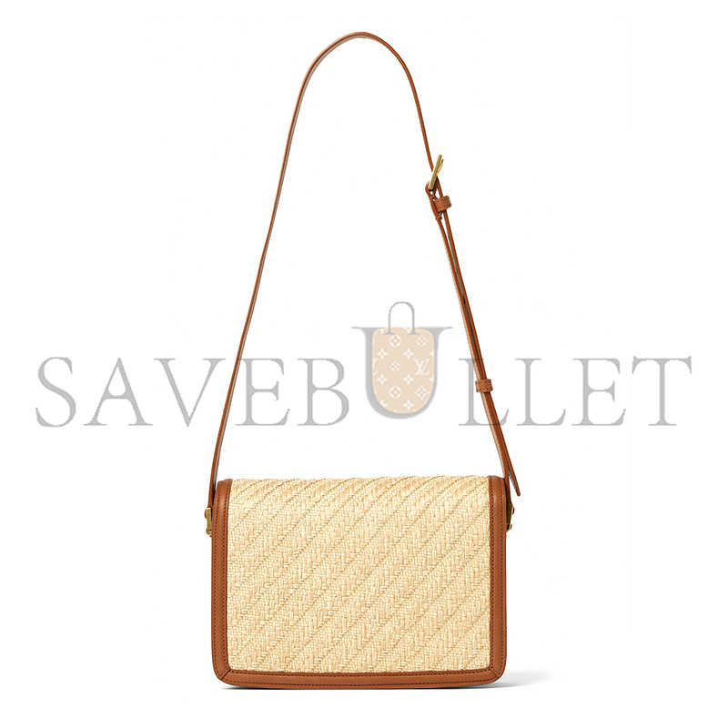 YSL SOLFERINO MEDIUM SATCHEL IN RAFFIA AND VEGETABLE-TANNED LEATHER 634305FAA7D9783