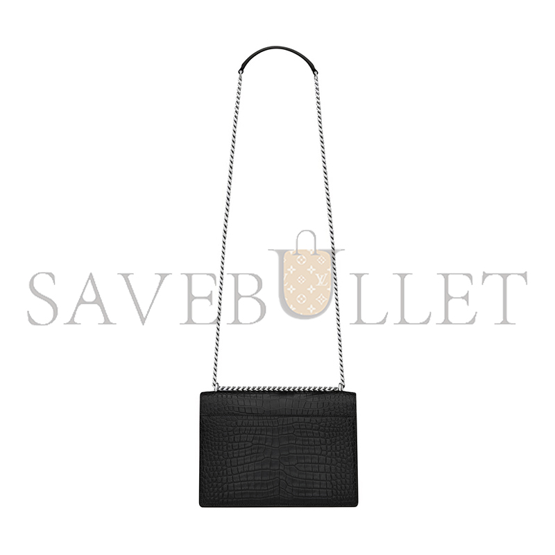 YSL SUNSET MEDIUM IN CROCODILE-EMBOSSED LEATHER 442906DND0N1000 YSL SUNSET MEDIUM IN CROCODILE-EMBOSSED LEATHER 442906DND0N1000