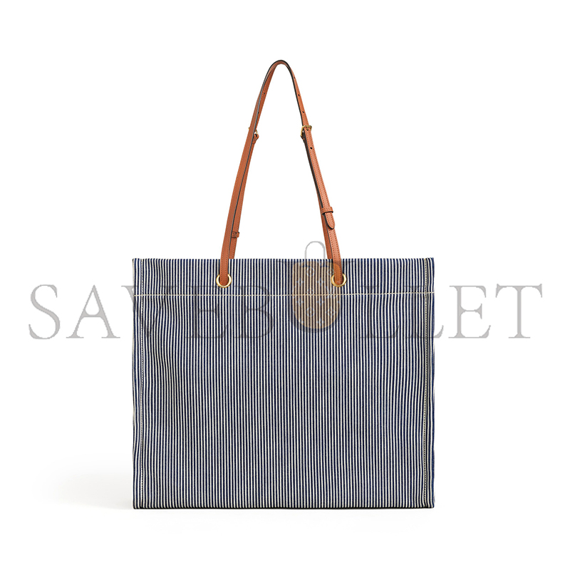 CELINE SQUARED CABAS CELINE IN STRIPED TEXTILE AND CALFSKIN 192802CHD.07AT
