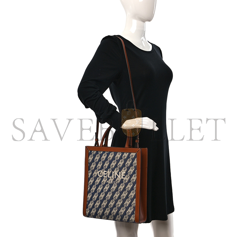 CELINE SMALL TOTE IN CABAS MAILLON TRIOMPHE JACQUARD AND CALFSKIN 192082CXG.19RT