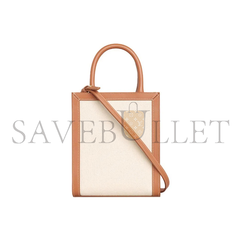 CELINE MINI TOTE IN CABAS SULKY PRINTED FABRIC AND COWHIDE LEATHER 193302DCI.02NT