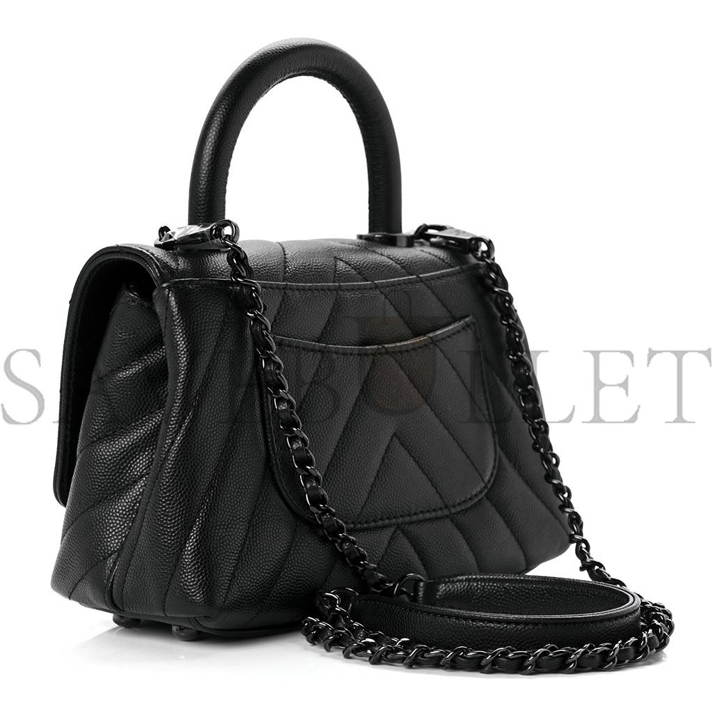 CHEVRON QUILTED EXTRA MINI COCO HANDLE FLAP SO BLACK BLACK HARDWARE CHEVRON QUILTED EXTRA MINI COCO HANDLE FLAP SO BLACK BLACK HARDWARE