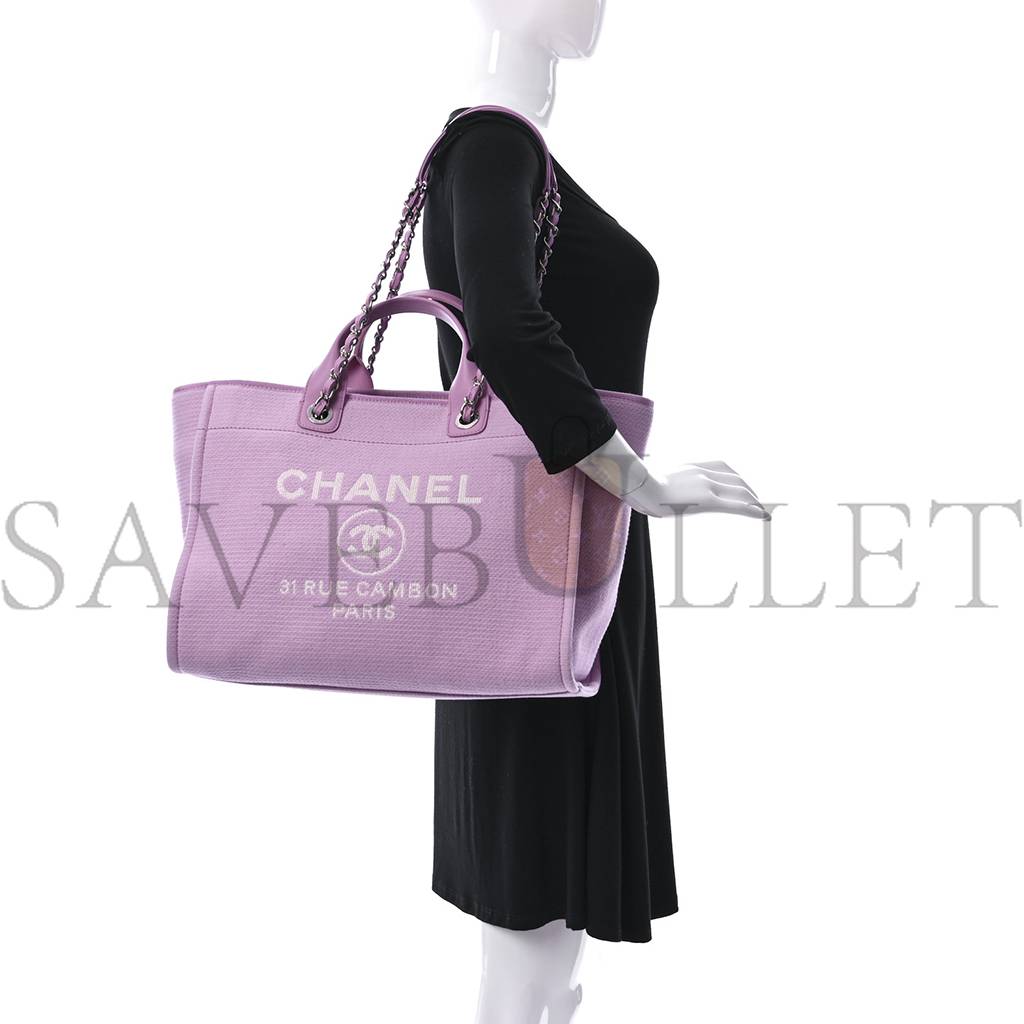 CHANEL MIXED FIBERS MEDIUM DEAUVILLE TOTE PINK CHANEL MIXED FIBERS MEDIUM DEAUVILLE TOTE PINK
