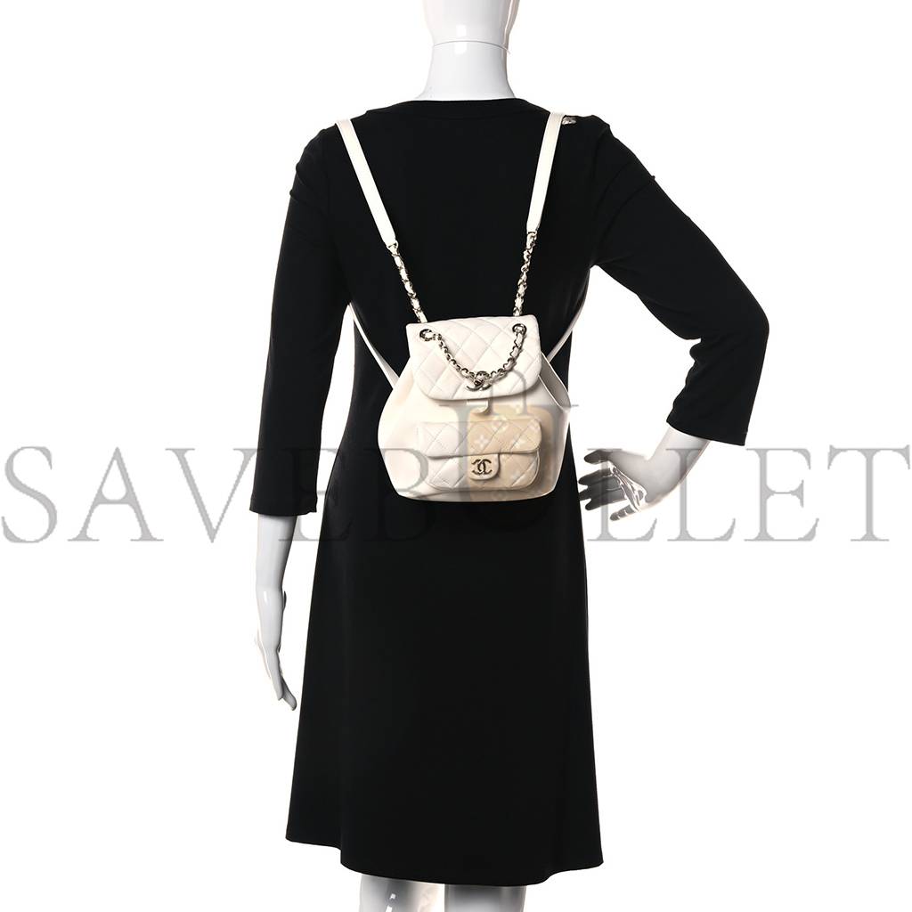 CHANEL LAMBSKIN QUILTED SMALL DUMA DRAWSTRING BACKPACK WHITE CHANEL LAMBSKIN QUILTED SMALL DUMA DRAWSTRING BACKPACK WHITE
