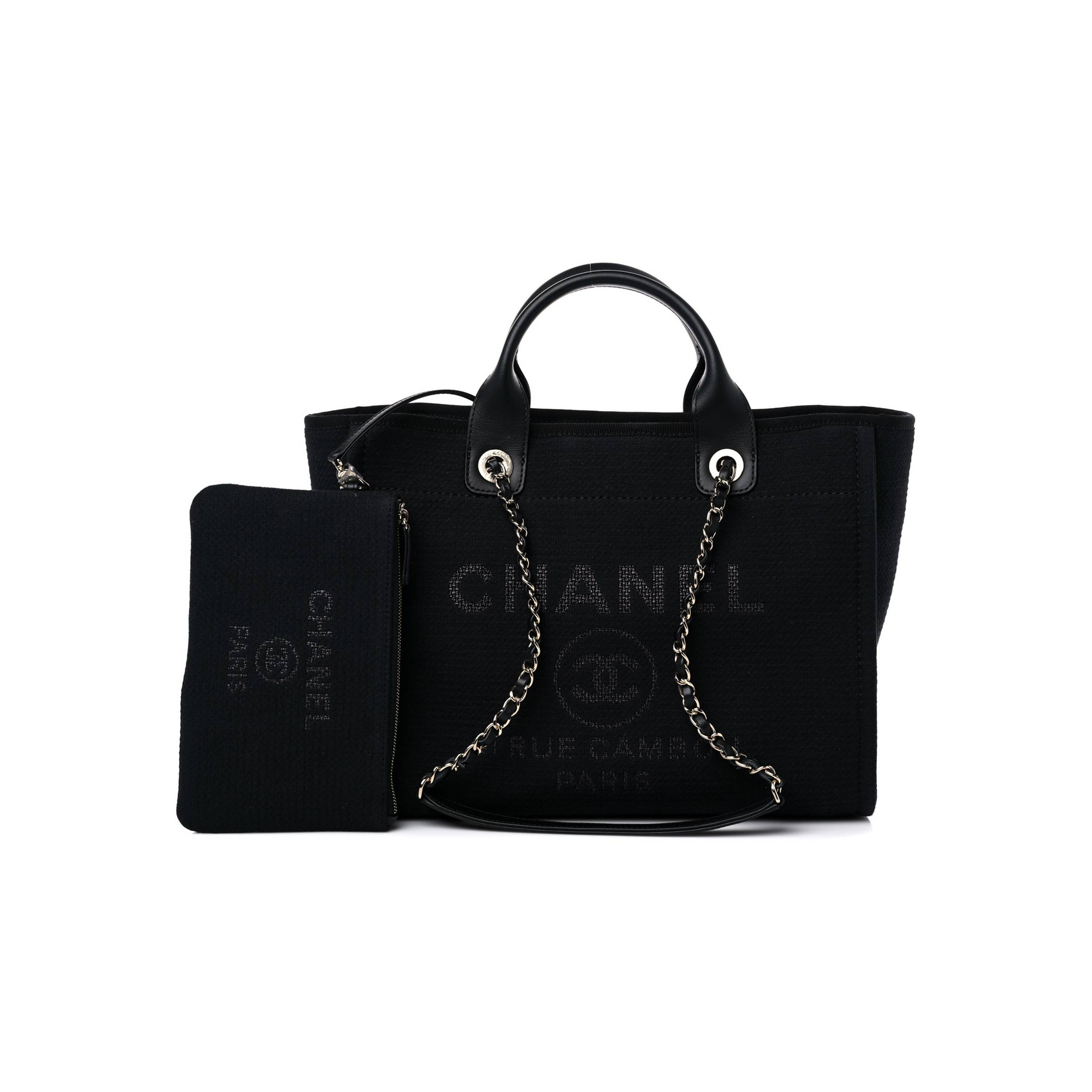 CHANEL MIXED FIBERS SMALL DEAUVILLE TOTE BLACK CHANEL MIXED FIBERS SMALL DEAUVILLE TOTE BLACK