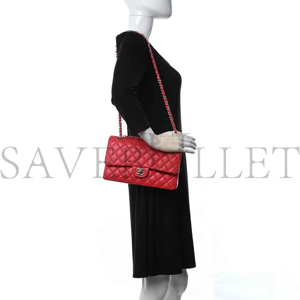 CHANEL CAVIAR QUILTED MEDIUM DOUBLE FLAP RED GOLD HARDWARE CHANEL CAVIAR QUILTED MEDIUM DOUBLE FLAP RED GOLD HARDWARE