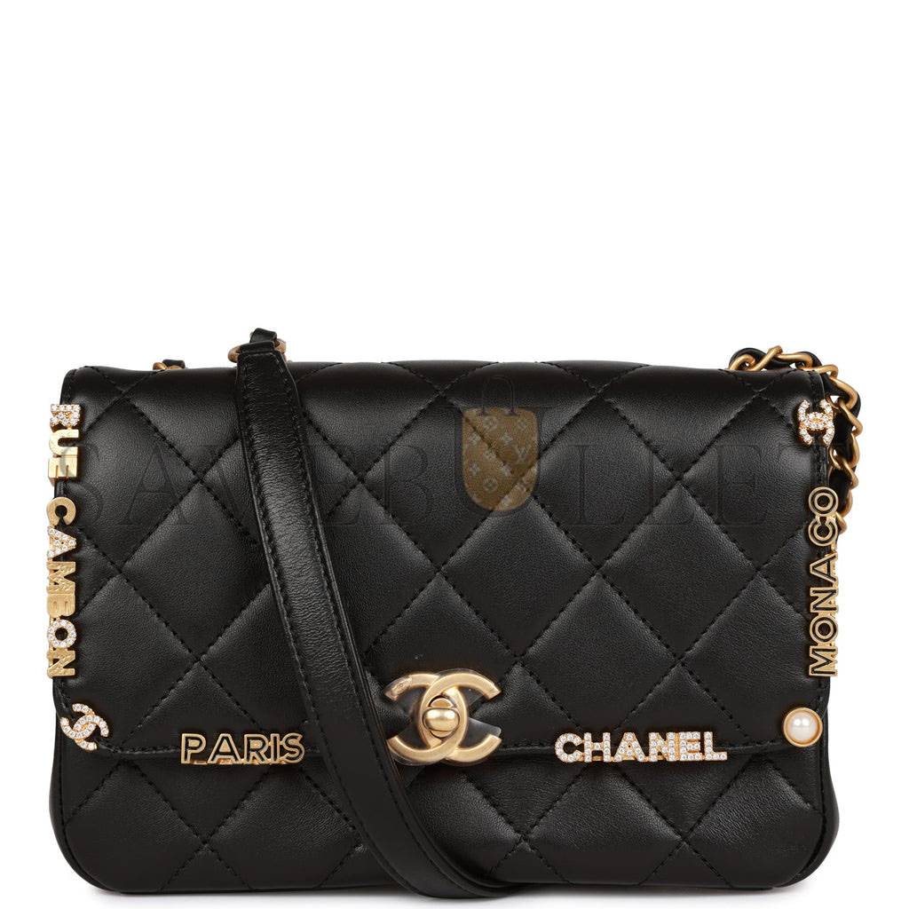 CHANEL MONACO MINI FLAP BAG BLACK LAMBSKIN ANTIQUE GOLD HARDWARE CHANEL MONACO MINI FLAP BAG BLACK LAMBSKIN ANTIQUE GOLD HARDWARE
