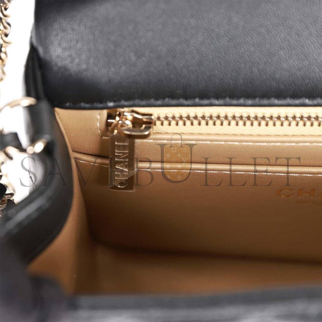 CHANEL PEARL CRUSH MINI SQUARE FLAP BAG BLACK LAMBSKIN LIGHT GOLD HARDWARE CHANEL PEARL CRUSH MINI SQUARE FLAP BAG BLACK LAMBSKIN LIGHT GOLD HARDWARE