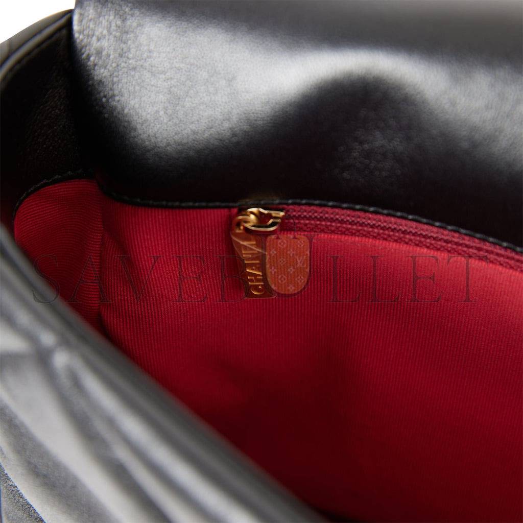 CHANEL LARGE 19 FLAP BAG BLACK LAMBSKIN MIXED HARDWARE CHANEL LARGE 19 FLAP BAG BLACK LAMBSKIN MIXED HARDWARE