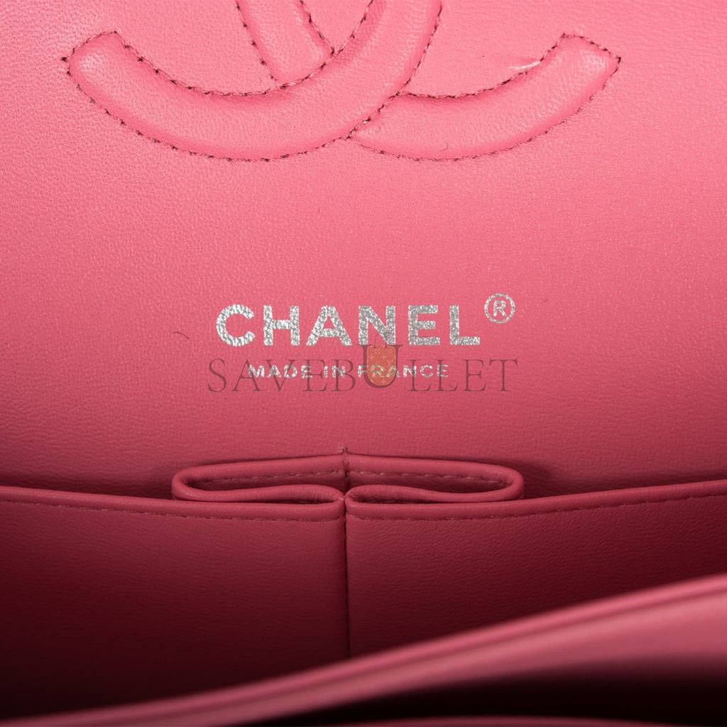 CHANEL MEDIUM CLASSIC DOUBLE FLAP BAG ROSE QUILTED LAMBSKIN SILVER HARDWARE CHANEL MEDIUM CLASSIC DOUBLE FLAP BAG ROSE QUILTED LAMBSKIN SILVER HARDWARE