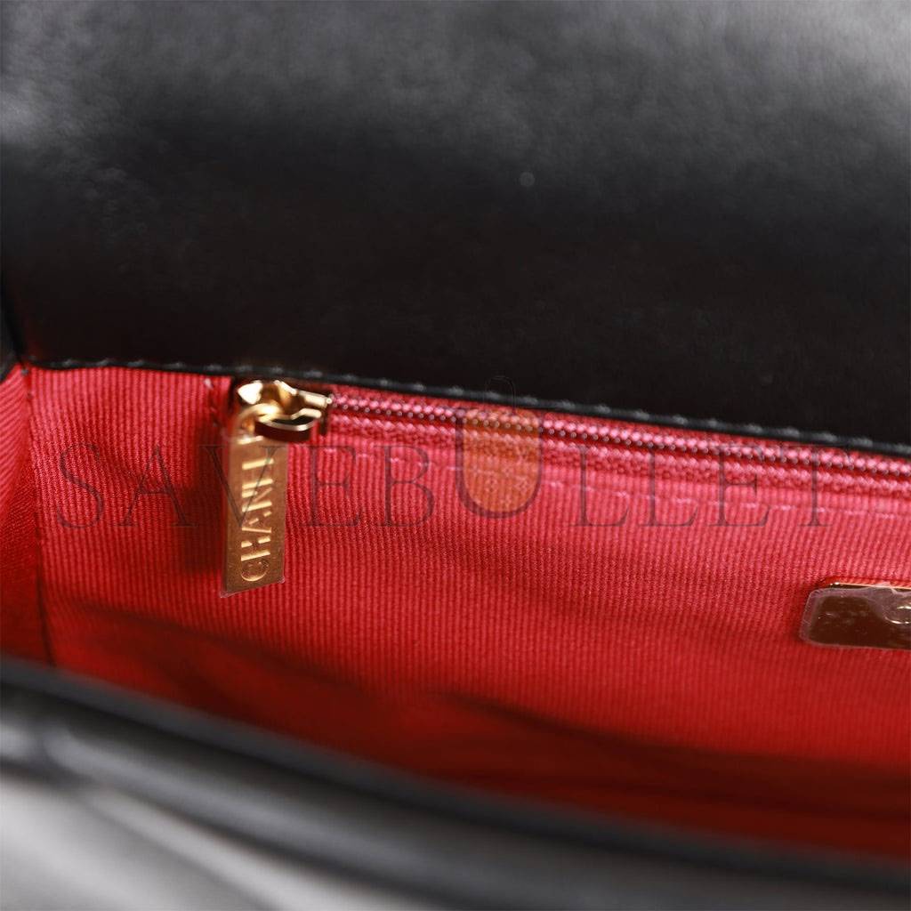 CHANEL MEDIUM 19 FLAP BAG BLACK LAMBSKIN MIXED HARDWARE CHANEL MEDIUM 19 FLAP BAG BLACK LAMBSKIN MIXED HARDWARE