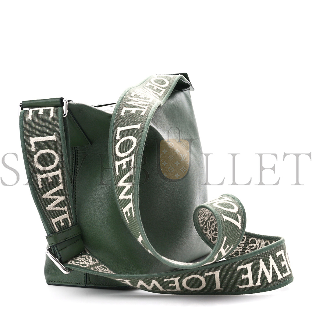 LOEWE SUPPLE SMOOTH CALFSKIN JACQUARD CUBI CROSSBODY BAG GREEN LOEWE SUPPLE SMOOTH CALFSKIN JACQUARD CUBI CROSSBODY BAG GREEN