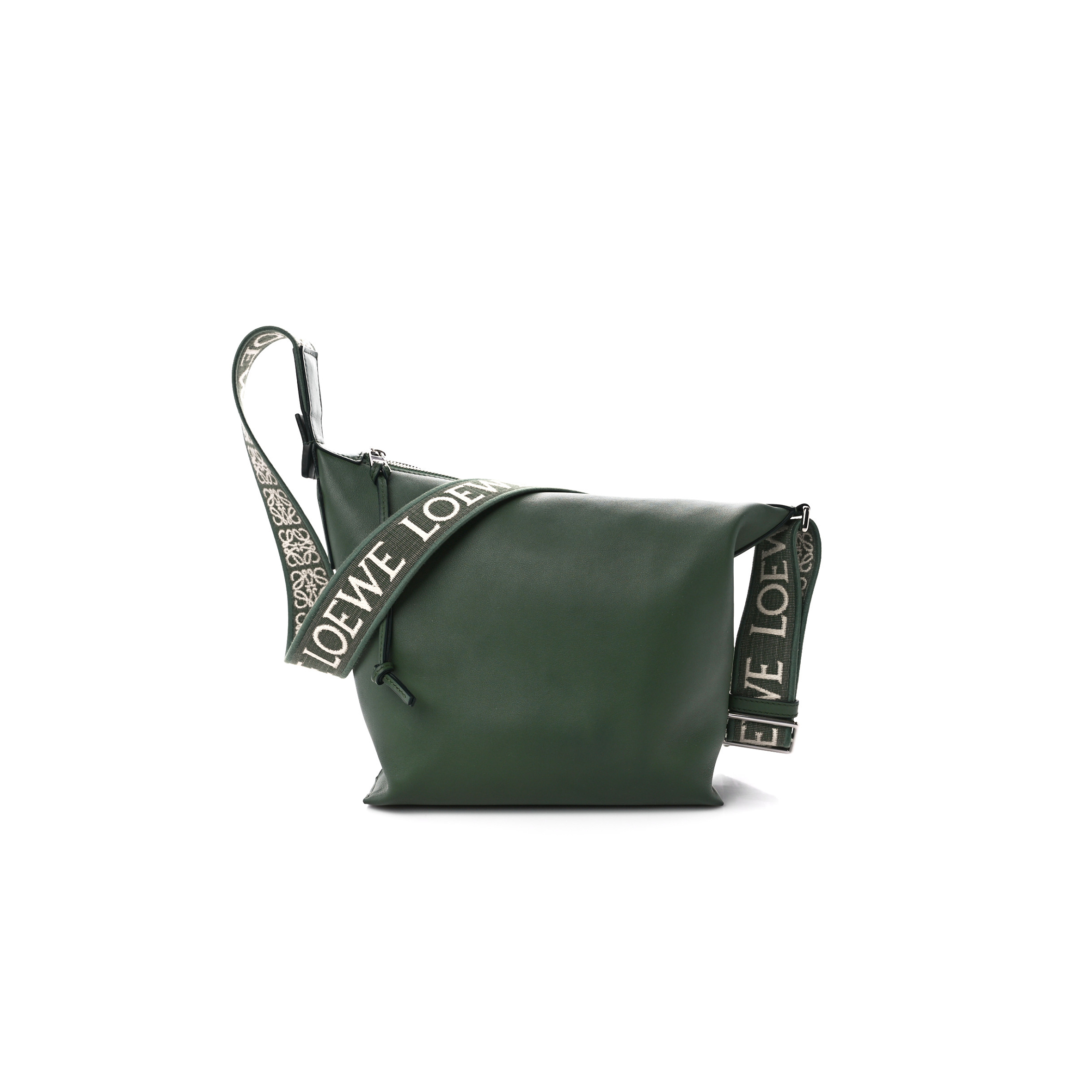 LOEWE SUPPLE SMOOTH CALFSKIN JACQUARD CUBI CROSSBODY BAG GREEN LOEWE SUPPLE SMOOTH CALFSKIN JACQUARD CUBI CROSSBODY BAG GREEN