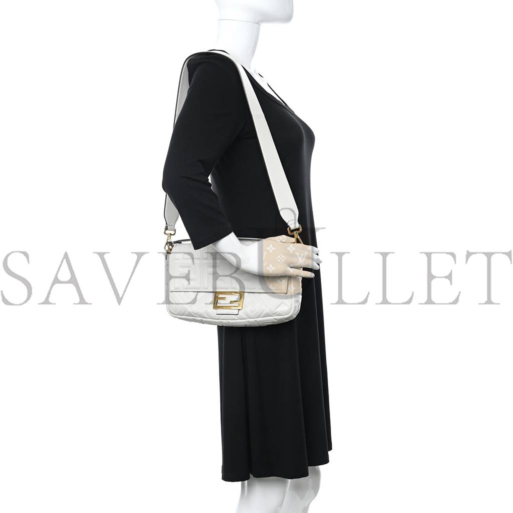 FENDI NAPPA FF 1974 EMBOSSED BAGUETTE WHITE FENDI NAPPA FF 1974 EMBOSSED BAGUETTE WHITE