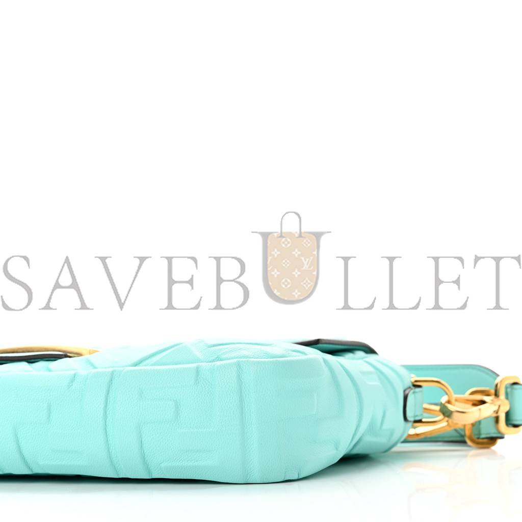 FENDI NAPPA FF 1974 EMBOSSED BAGUETTE SPRING TURQUOISE FENDI NAPPA FF 1974 EMBOSSED BAGUETTE SPRING TURQUOISE