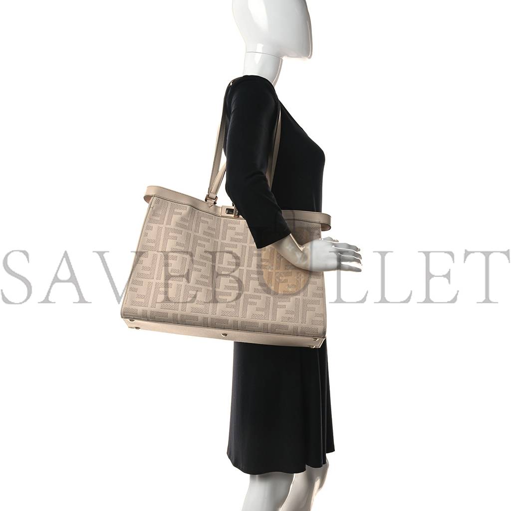 FENDI CANVAS VITELLO KING FF EMBROIDERED MEDIUM PEEKABOO X-TOTE POUDRE FENDI CANVAS VITELLO KING FF EMBROIDERED MEDIUM PEEKABOO X-TOTE POUDRE