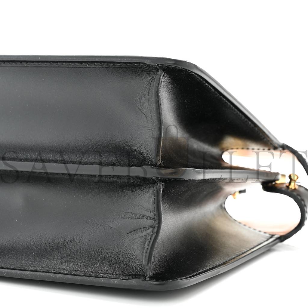 FENDI VITELLO KING LUXOR SHINY NAPPA MEDIUM PEEKABOO I SEE U EAST WEST SATCHEL BLACK LIGHT ROSE